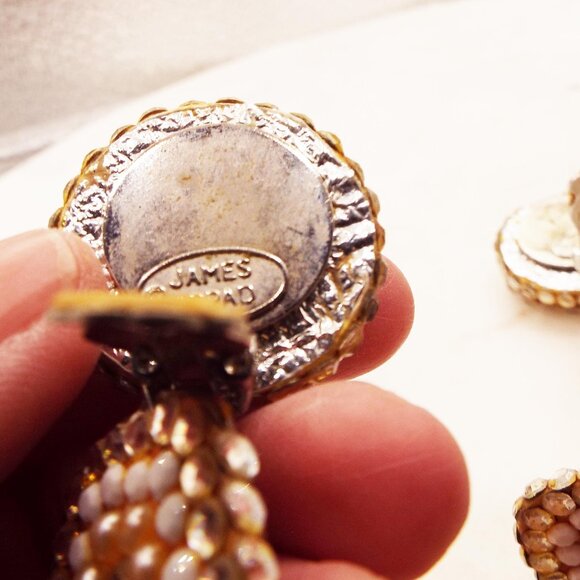 JAMES ARPAD RUNWAY READY GOLD & SILVER BEADS MASSIVE DEMI HOOP EARRINGS 40A - Picture 4 of 4